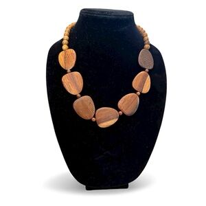 Elegant Brown Wooden Necklace EUC